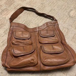 Brown leather shoulder bag